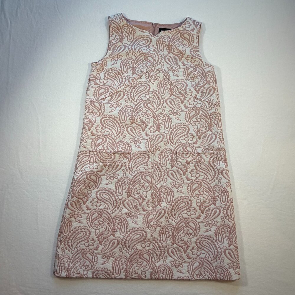 Victoria Beckham Pink Paisley Dress Large • Textured Sleeveless Designer Dress